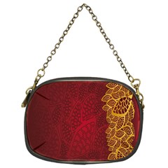 Floral Flower Golden Red Leaf Chain Purses (two Sides)  by Mariart