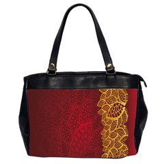 Floral Flower Golden Red Leaf Office Handbags (2 Sides)  by Mariart