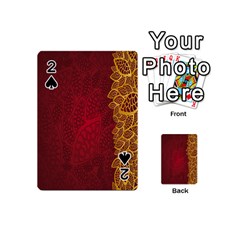 Floral Flower Golden Red Leaf Playing Cards 54 (mini) 