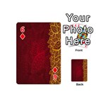 Floral Flower Golden Red Leaf Playing Cards 54 (Mini)  Front - Diamond6