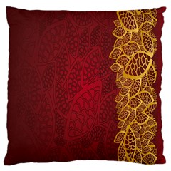 Floral Flower Golden Red Leaf Large Cushion Case (two Sides) by Mariart