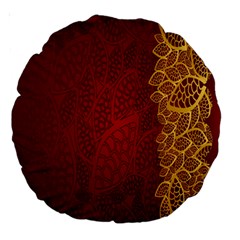 Floral Flower Golden Red Leaf Large 18  Premium Round Cushions