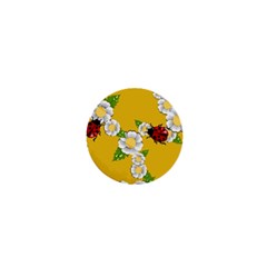 Flower Floral Sunflower Butterfly Red Yellow White Green Leaf 1  Mini Buttons