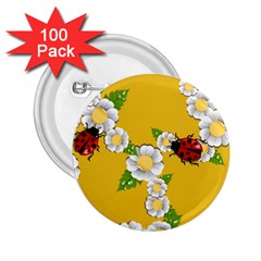 Flower Floral Sunflower Butterfly Red Yellow White Green Leaf 2.25  Buttons (100 pack) 