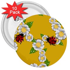 Flower Floral Sunflower Butterfly Red Yellow White Green Leaf 3  Buttons (10 Pack) 