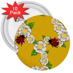 Flower Floral Sunflower Butterfly Red Yellow White Green Leaf 3  Buttons (10 pack)  Front