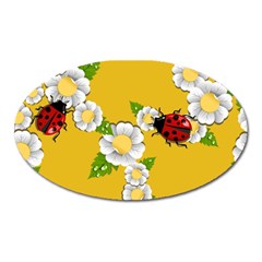 Flower Floral Sunflower Butterfly Red Yellow White Green Leaf Oval Magnet