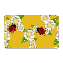 Flower Floral Sunflower Butterfly Red Yellow White Green Leaf Magnet (Rectangular)