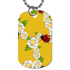 Flower Floral Sunflower Butterfly Red Yellow White Green Leaf Dog Tag (One Side)