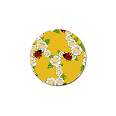 Flower Floral Sunflower Butterfly Red Yellow White Green Leaf Golf Ball Marker (4 pack)
