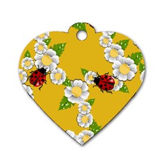 Flower Floral Sunflower Butterfly Red Yellow White Green Leaf Dog Tag Heart (Two Sides)