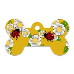 Flower Floral Sunflower Butterfly Red Yellow White Green Leaf Dog Tag Bone (One Side)