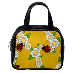 Flower Floral Sunflower Butterfly Red Yellow White Green Leaf Classic Handbags (One Side)