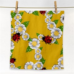 Flower Floral Sunflower Butterfly Red Yellow White Green Leaf Face Towel