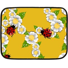 Flower Floral Sunflower Butterfly Red Yellow White Green Leaf Double Sided Fleece Blanket (Mini) 