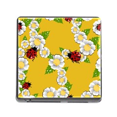 Flower Floral Sunflower Butterfly Red Yellow White Green Leaf Memory Card Reader (Square)