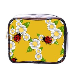 Flower Floral Sunflower Butterfly Red Yellow White Green Leaf Mini Toiletries Bags by Mariart