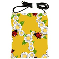 Flower Floral Sunflower Butterfly Red Yellow White Green Leaf Shoulder Sling Bags by Mariart