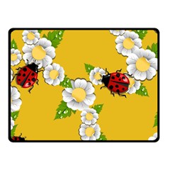 Flower Floral Sunflower Butterfly Red Yellow White Green Leaf Fleece Blanket (Small)