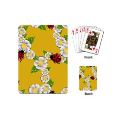 Flower Floral Sunflower Butterfly Red Yellow White Green Leaf Playing Cards (Mini) 