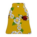 Flower Floral Sunflower Butterfly Red Yellow White Green Leaf Ornament (Bell) Front