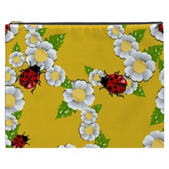 Flower Floral Sunflower Butterfly Red Yellow White Green Leaf Cosmetic Bag (XXXL) 