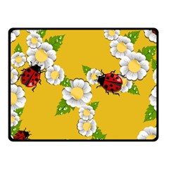 Flower Floral Sunflower Butterfly Red Yellow White Green Leaf Double Sided Fleece Blanket (Small) 