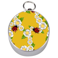 Flower Floral Sunflower Butterfly Red Yellow White Green Leaf Silver Compasses