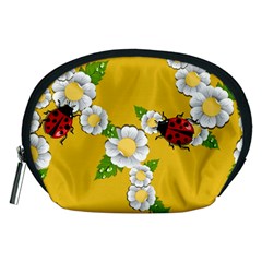 Flower Floral Sunflower Butterfly Red Yellow White Green Leaf Accessory Pouches (Medium) 