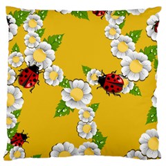 Flower Floral Sunflower Butterfly Red Yellow White Green Leaf Standard Flano Cushion Case (Two Sides)