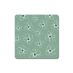 Flower Floral Sakura Sunflower Rose Blue Square Magnet