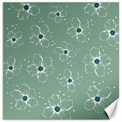 Flower Floral Sakura Sunflower Rose Blue Canvas 16  X 16  