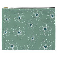 Flower Floral Sakura Sunflower Rose Blue Cosmetic Bag (xxxl)  by Mariart