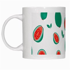 Fruit Green Red Guavas Leaf White Mugs