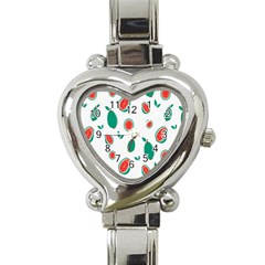 Fruit Green Red Guavas Leaf Heart Italian Charm Watch by Mariart
