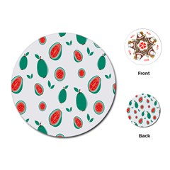 Fruit Green Red Guavas Leaf Playing Cards (round)  by Mariart