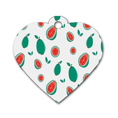 Fruit Green Red Guavas Leaf Dog Tag Heart (one Side) by Mariart