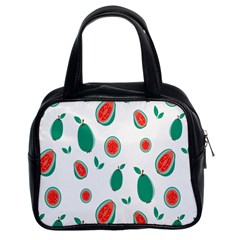 Fruit Green Red Guavas Leaf Classic Handbags (2 Sides) by Mariart