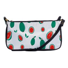 Fruit Green Red Guavas Leaf Shoulder Clutch Bags by Mariart
