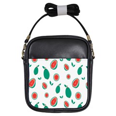 Fruit Green Red Guavas Leaf Girls Sling Bags by Mariart
