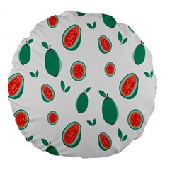 Fruit Green Red Guavas Leaf Large 18  Premium Round Cushions by Mariart