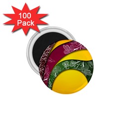 Flower Floral Leaf Star Sunflower Green Red Yellow Brown Sexxy 1 75  Magnets (100 Pack)  by Mariart