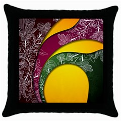 Flower Floral Leaf Star Sunflower Green Red Yellow Brown Sexxy Throw Pillow Case (black) by Mariart