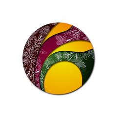 Flower Floral Leaf Star Sunflower Green Red Yellow Brown Sexxy Rubber Coaster (round)  by Mariart