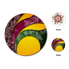 Flower Floral Leaf Star Sunflower Green Red Yellow Brown Sexxy Playing Cards (round) 