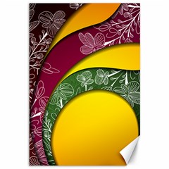 Flower Floral Leaf Star Sunflower Green Red Yellow Brown Sexxy Canvas 12  X 18  