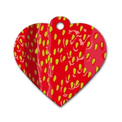 Fruit Seed Strawberries Red Yellow Frees Dog Tag Heart (two Sides) by Mariart