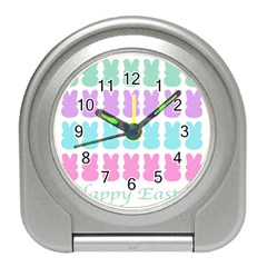 Happy Easter Rabbit Color Green Purple Blue Pink Travel Alarm Clocks