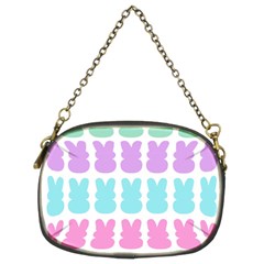 Happy Easter Rabbit Color Green Purple Blue Pink Chain Purses (two Sides)  by Mariart