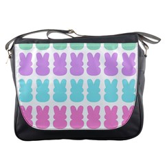 Happy Easter Rabbit Color Green Purple Blue Pink Messenger Bags by Mariart